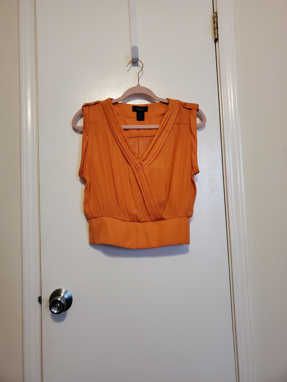 Rachel Roy Orange Sleeveless V-Neck Crop Top Blouse